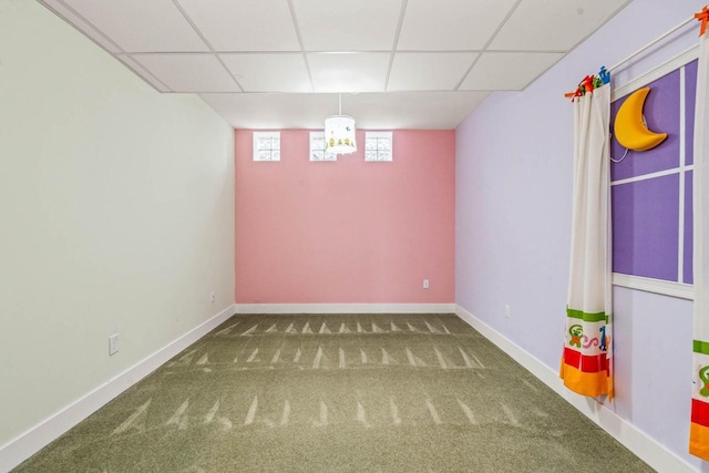 N66W38493 N Woodlake Cir, Oconomowoc, WI 53066 - carpeted spare room with baseboards and a drop ceiling