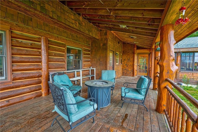 14097 W State Road 77, Hayward, WI 54843 - deck featuring an outdoor fire pit