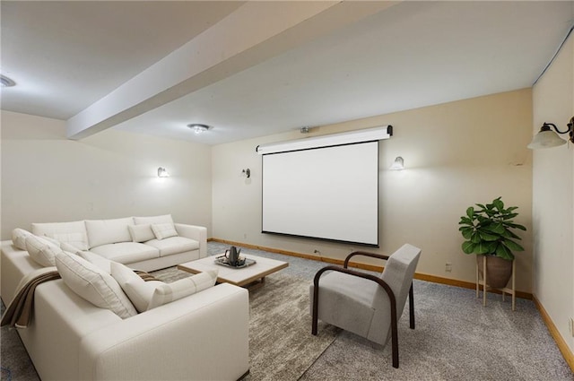 14097 W State Road 77, Hayward, WI 54843 - carpeted home theater featuring baseboards and beam ceiling