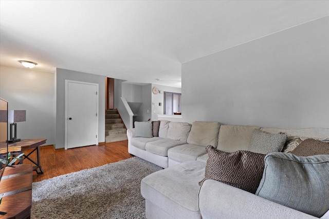 2332 Hughes Ln, Waukesha, WI 53188 - living room featuring stairway and wood finished floors