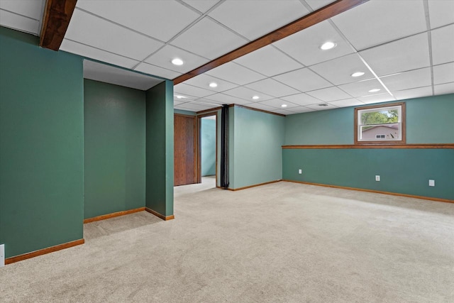 2332 Hughes Ln, Waukesha, WI 53188 - below grade area featuring carpet floors, recessed lighting, and a drop ceiling