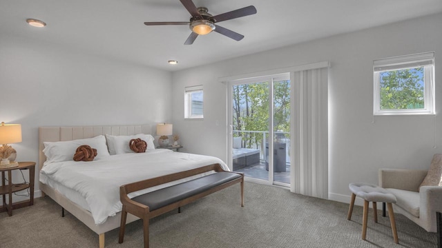 814 N 15th St Unit B, Sheboygan, WI 53081 - bedroom featuring access to outside, carpet, and a ceiling fan