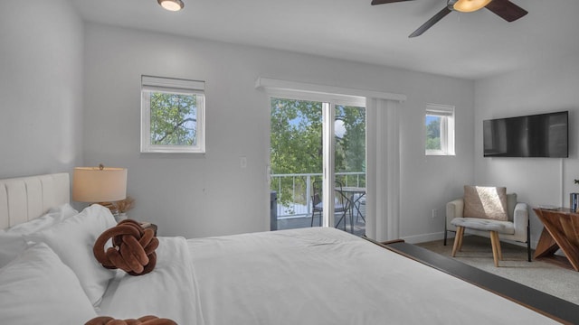 814 N 15th St Unit B, Sheboygan, WI 53081 - bedroom with access to outside and ceiling fan