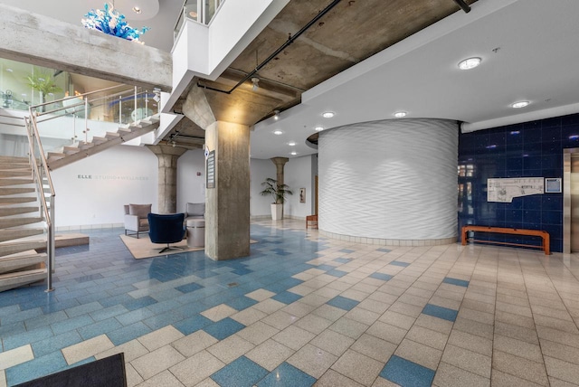 106 W Seeboth St Unit 702, Milwaukee, WI 53204 - community lobby with stairway and recessed lighting