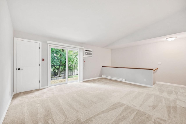1508 Whispering Pines Way, Fitchburg, WI 53713 - spare room with carpet floors, lofted ceiling, a baseboard radiator, and a wall mounted air conditioner