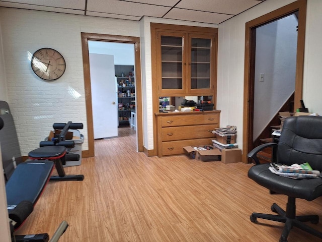 1744 N 27th St, Sheboygan, WI 53081 - home office featuring light wood-type flooring and a paneled ceiling