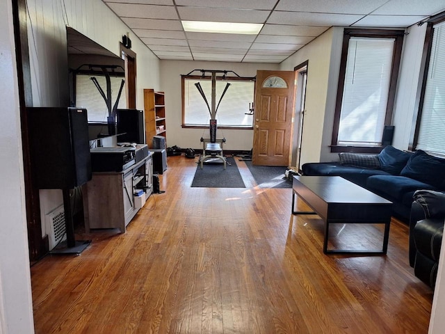 1744 N 27th St, Sheboygan, WI 53081 - living room with wood finished floors and a paneled ceiling