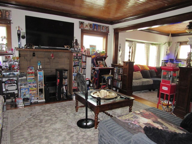 616 N 14th St, Sheboygan, WI 53081 - living room featuring ornamental molding and wood finished floors