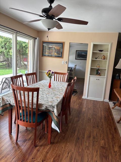 3415 N 105th St, Wauwatosa, WI 53222 - dining space featuring wood finished floors and a ceiling fan