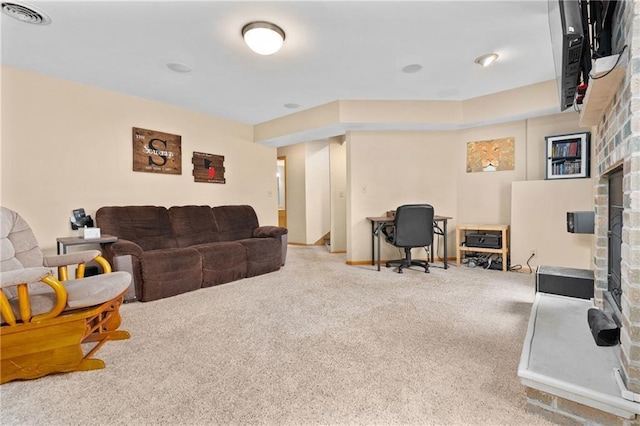 3713 Kingswood Ct, Eau Claire, WI 54701 - carpeted living room featuring a fireplace