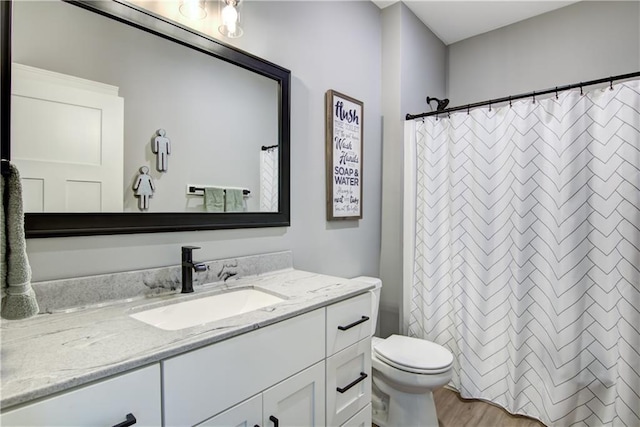 1040 Wissota Green Pkwy, Chippewa Falls, WI 54729 - bathroom with vanity, wood finished floors, and a shower with shower curtain