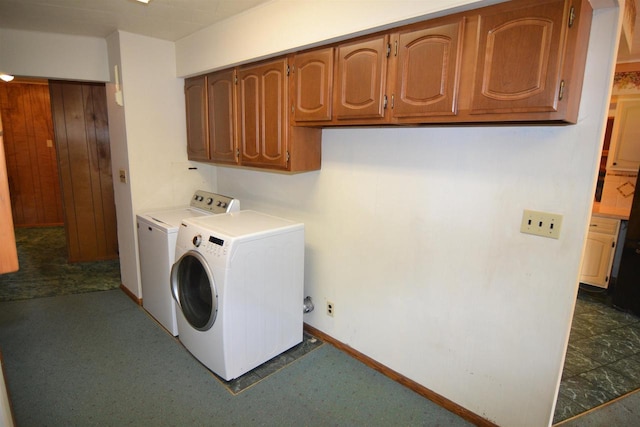 3917 Ross Ave, Weston, WI 54401 - laundry area with washer and clothes dryer, cabinet space, and dark colored carpet