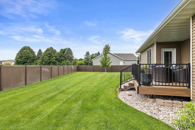3830 Augusta Ct, Plover, WI 54467 - fenced backyard featuring a deck
