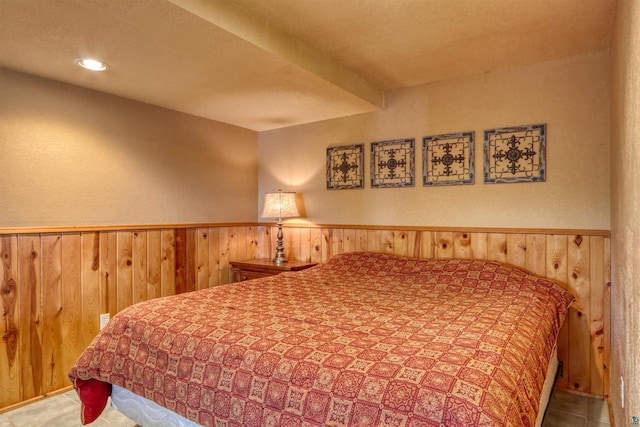 7760 N Thunder Point Rd, Hayward, WI 54843 - bedroom with a wainscoted wall and wooden walls