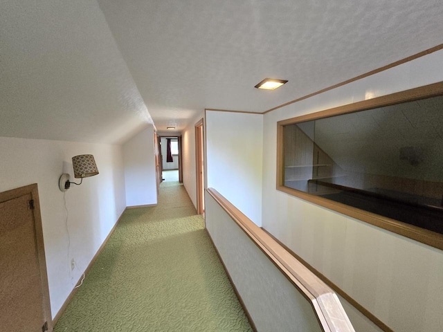 1440 4th St, Port Edwards, WI 54469 - corridor featuring light carpet, a textured ceiling, and lofted ceiling