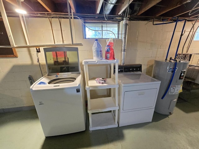 1440 4th St, Port Edwards, WI 54469 - laundry room with electric water heater and separate washer and dryer