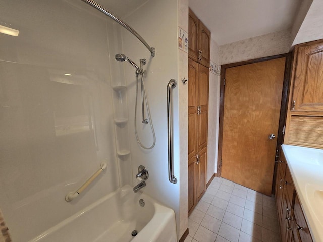 1440 4th St, Port Edwards, WI 54469 - bathroom featuring shower / washtub combination, tile patterned flooring, and vanity