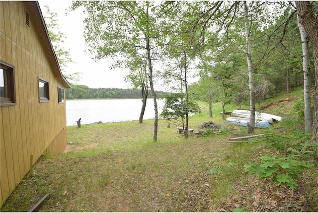 3777 N Deer Lake Dr, Danbury, WI 54830 - view of yard with a water view and a wooded view