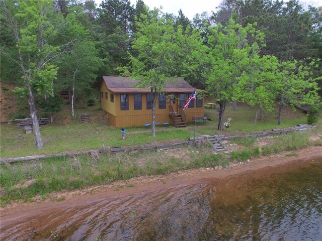 3777 N Deer Lake Dr, Danbury, WI 54830 - rear view of property featuring a water view