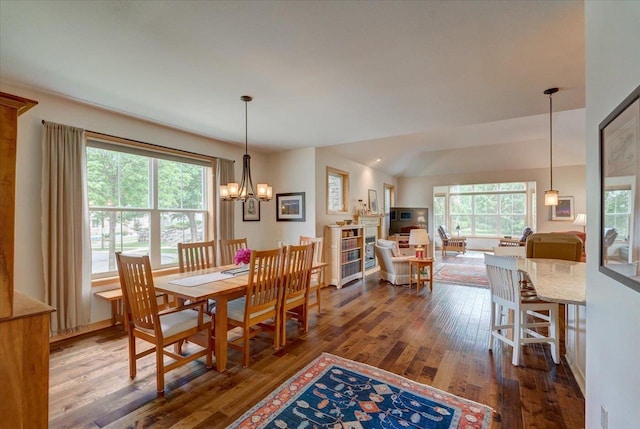 8201 Highview Dr, Madison, WI 53719 - dining room featuring dark wood finished floors and a chandelier