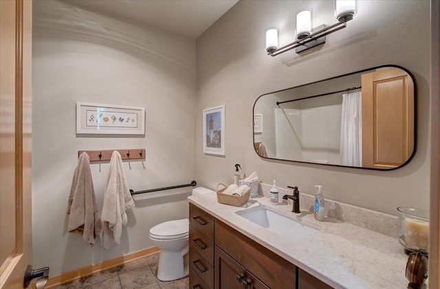 8201 Highview Dr, Madison, WI 53719 - bathroom featuring vanity, tile patterned flooring, and curtained shower