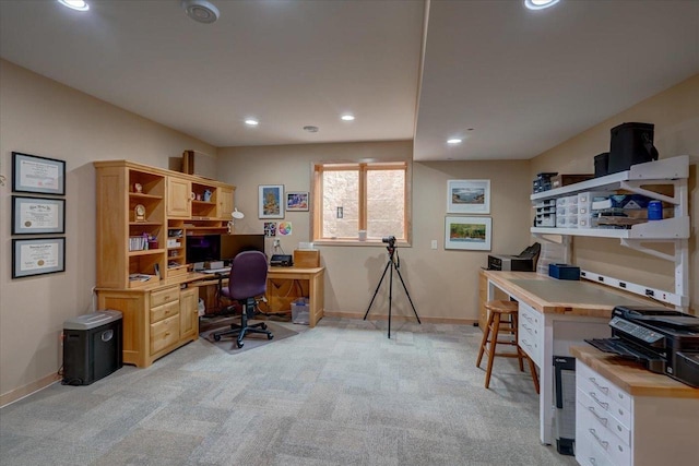 8201 Highview Dr, Madison, WI 53719 - home office with light carpet and recessed lighting