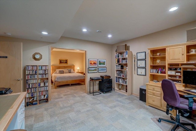 8201 Highview Dr, Madison, WI 53719 - home office with light carpet and recessed lighting
