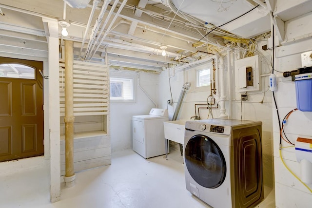 518 Maple Ave, Madison, WI 53704 - laundry room featuring washer and clothes dryer and electric panel