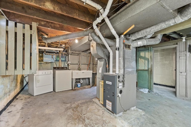 2140 N 64th St, Wauwatosa, WI 53213 - unfinished basement with washer and clothes dryer and heating unit
