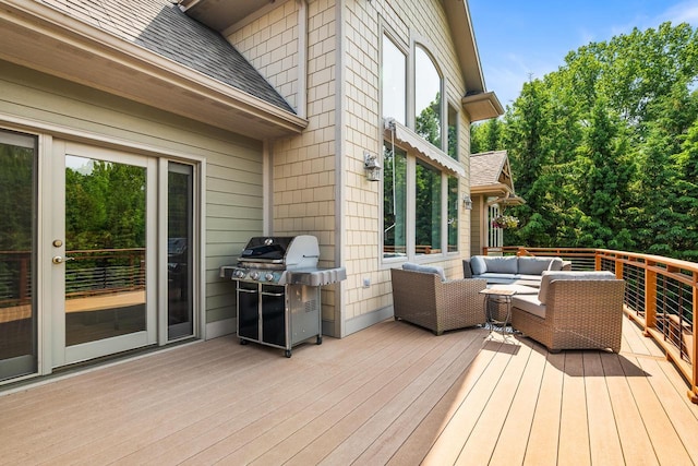 14595 Louis Corners Rd, Kiel, WI 53042 - wooden terrace featuring a grill and outdoor lounge area
