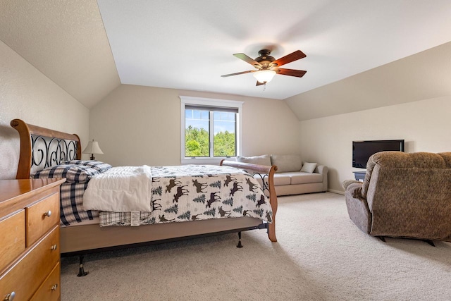 14595 Louis Corners Rd, Kiel, WI 53042 - carpeted bedroom featuring vaulted ceiling and ceiling fan