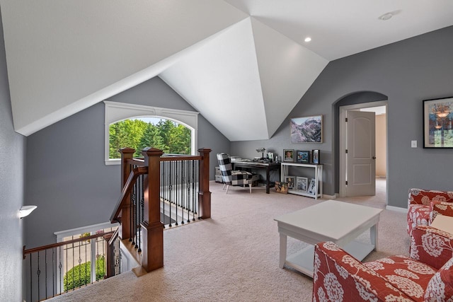 14595 Louis Corners Rd, Kiel, WI 53042 - carpeted living room featuring lofted ceiling