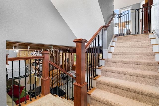 14595 Louis Corners Rd, Kiel, WI 53042 - stairway with a textured wall