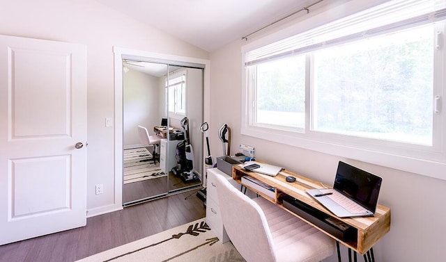11812 Fox River Rd, Twin Lakes, WI 53181 - home office with vaulted ceiling and wood finished floors