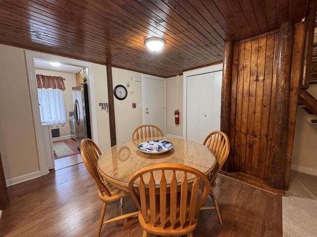 8 Balsam Trl, Wisconsin Dells, WI 53965 - dining area featuring hardwood / wood-style flooring and wood ceiling
