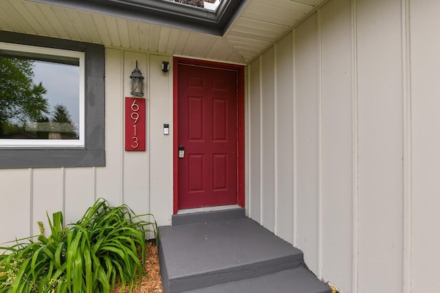 6913 Butternut Rd, Racine, WI 53402 - property entrance featuring board and batten siding
