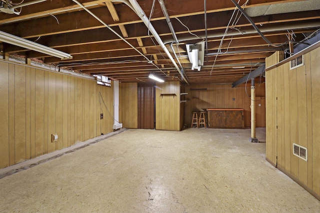 7631 38th Ave, Kenosha, WI 53142 - unfinished basement with wooden walls