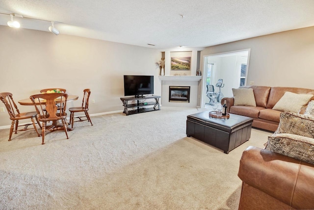 8530 Greenway Blvd Unit 104, Middleton, WI 53562 - carpeted living area featuring a glass covered fireplace and a textured ceiling