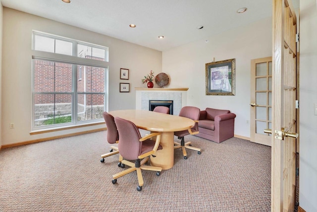 8530 Greenway Blvd Unit 104, Middleton, WI 53562 - office space featuring carpet, a fireplace, plenty of natural light, and recessed lighting