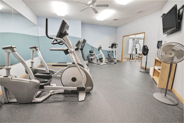 8530 Greenway Blvd Unit 104, Middleton, WI 53562 - workout area featuring a ceiling fan and a textured ceiling