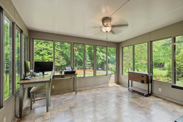 4140 W Lakeview Dr, Franklin, WI 53132 - sunroom featuring stone tile floors and plenty of natural light