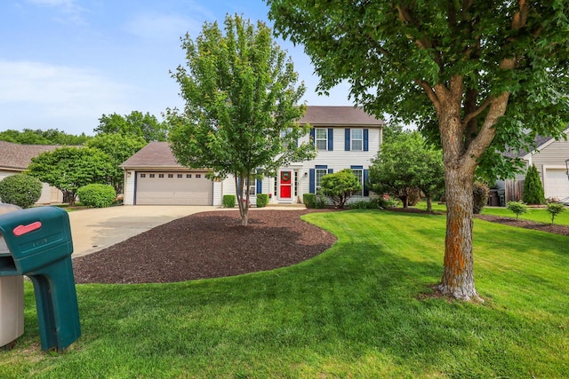 4140 W Lakeview Dr, Franklin, WI 53132 - colonial house featuring concrete driveway, a front lawn, and a garage