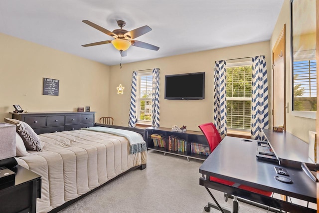 4140 W Lakeview Dr, Franklin, WI 53132 - carpeted bedroom with multiple windows and ceiling fan