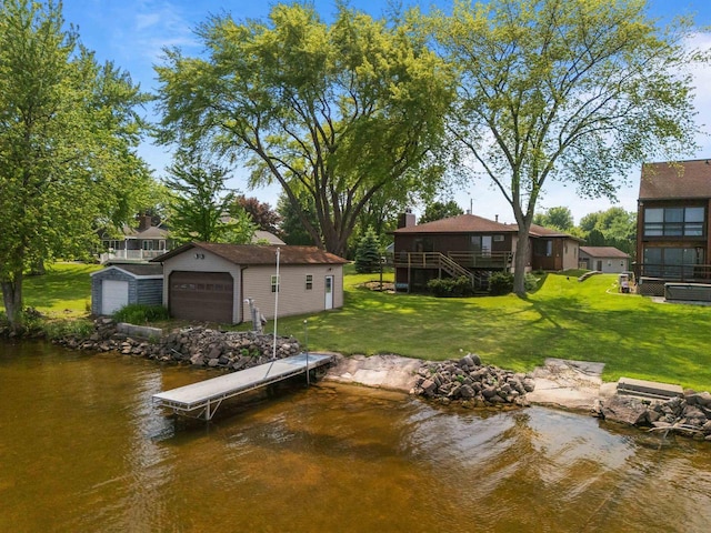 6352 Black Wolf Point Ln, Oshkosh, WI 54902 - dock area featuring a water view and a yard