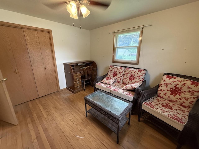 317 Reed St, Chilton, WI 53014 - sitting room featuring light wood-type flooring and a ceiling fan