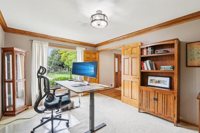 W151N10146 W Windsong Cir, Germantown, WI 53022 - office featuring ornamental molding and light carpet