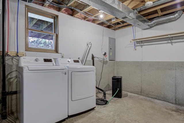 324 Nancy Ln, Pulaski, WI 54162 - laundry area featuring electric panel and washer and dryer