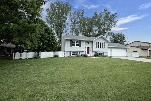 324 Nancy Ln, Pulaski, WI 54162 - bi-level home featuring a chimney, concrete driveway, and a garage