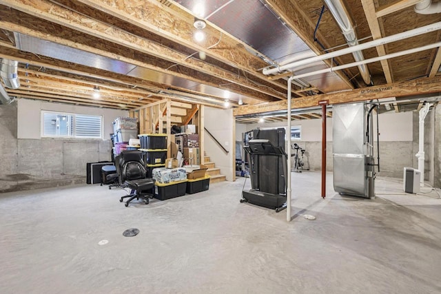 6017 Lyda Woods Ln, Madison, WI 53718 - below grade area with stairs and heating unit