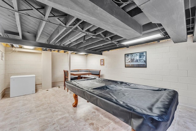 5542 W Jerelyn Pl, Milwaukee, WI 53219 - playroom featuring billiards table and concrete block wall